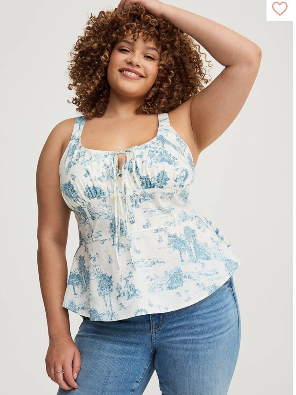 Torrid Blue White Corset Peplum Tank Top Cottagecore Milkmaid Country Size 1